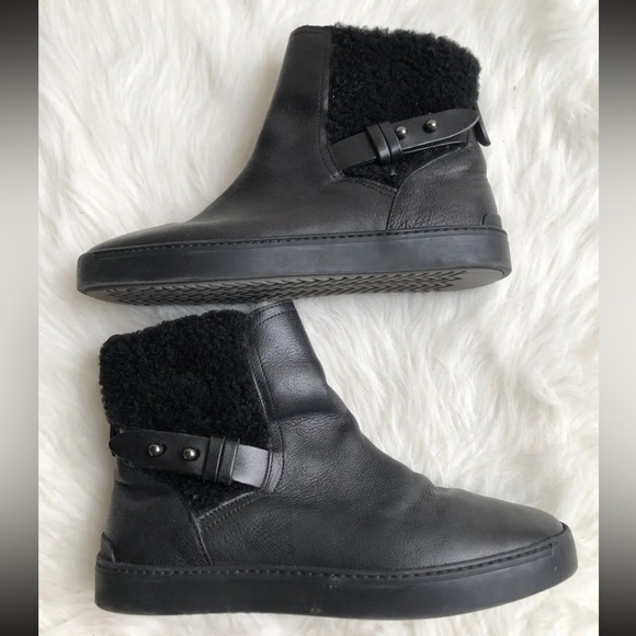 Rag & Bone Farling Black Leather Shearling Booties - Picture 4 of 9